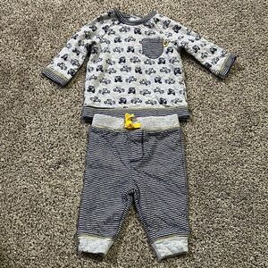 Gray and Blue Baby Outfit with Car Print